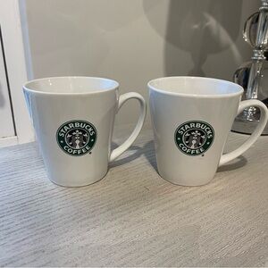 Starbucks white traditional logo vintage coffee mug pair New